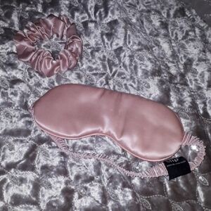 Slip Silk 100% Blush Silk Eye Mask & Slip 100% Silk Hair Tie Scrunchie Lot Set